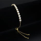 3W1665 - Gold Brass Bracelet with AAA Grade CZ in Clear - Alamode