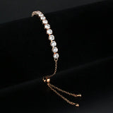 3W1666 - Rose Gold Brass Bracelet with AAA Grade CZ in Clear - Alamode - Flyclothing LLC