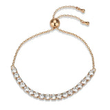 3W1666 - Rose Gold Brass Bracelet with AAA Grade CZ in Clear - Alamode - Flyclothing LLC