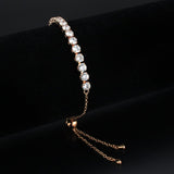 3W1666 - Rose Gold Brass Bracelet with AAA Grade CZ in Clear - Alamode