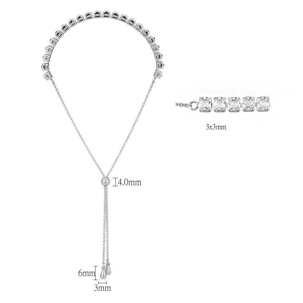 3W1667 - Rhodium Brass Bracelet with AAA Grade CZ in Clear - Alamode - Flyclothing LLC