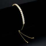 3W1668 - Gold Brass Bracelet with AAA Grade CZ in Clear - Alamode - Flyclothing LLC