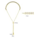 3W1668 - Gold Brass Bracelet with AAA Grade CZ in Clear - Alamode - Flyclothing LLC