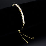 3W1668 - Gold Brass Bracelet with AAA Grade CZ in Clear - Alamode