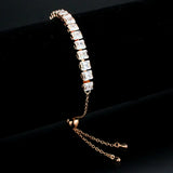 3W1672 - Rose Gold Brass Bracelet with AAA Grade CZ in Clear - Alamode - Flyclothing LLC