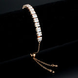 3W1672 - Rose Gold Brass Bracelet with AAA Grade CZ in Clear - Alamode