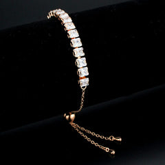 3W1672 - Rose Gold Brass Bracelet with AAA Grade CZ in Clear