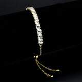 3W1674 - Gold Brass Bracelet with AAA Grade CZ in Clear - Alamode - Flyclothing LLC