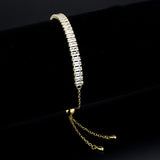 3W1674 - Gold Brass Bracelet with AAA Grade CZ in Clear - Alamode