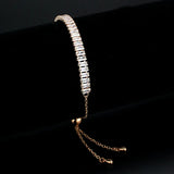 3W1675 - Rose Gold Brass Bracelet with AAA Grade CZ in Clear - Alamode - Flyclothing LLC