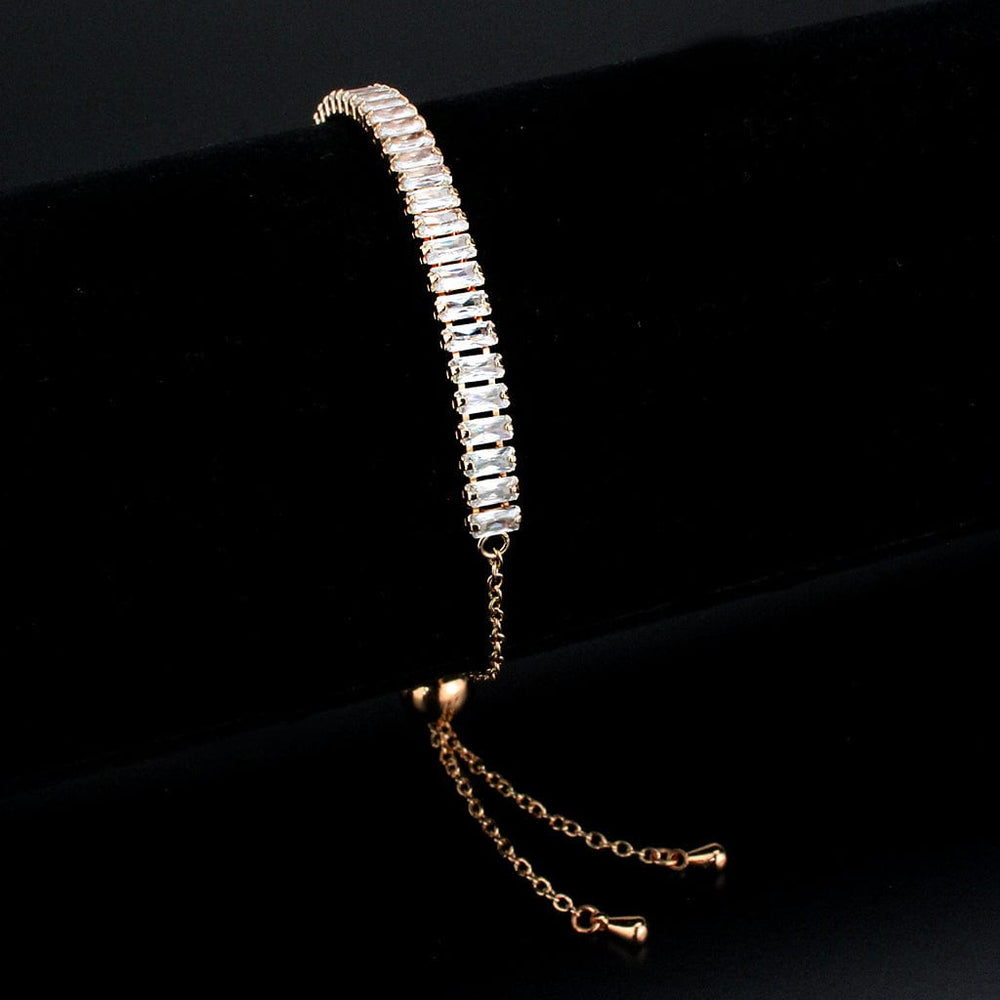3W1675 - Rose Gold Brass Bracelet with AAA Grade CZ in Clear - Alamode