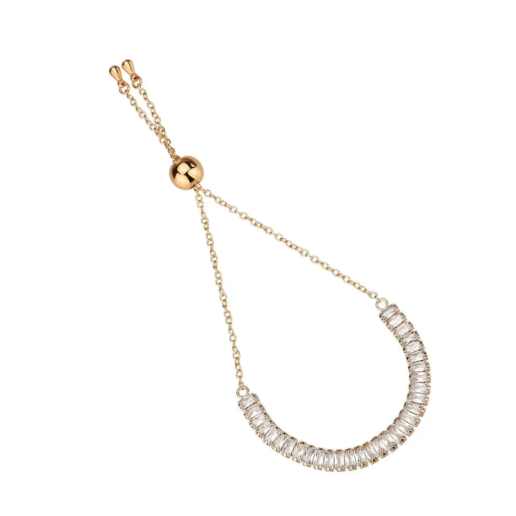 3W1675 - Rose Gold Brass Bracelet with AAA Grade CZ in Clear - Alamode - Flyclothing LLC