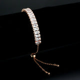 3W1678 - Rose Gold Brass Bracelet with AAA Grade CZ in Clear - Alamode - Flyclothing LLC