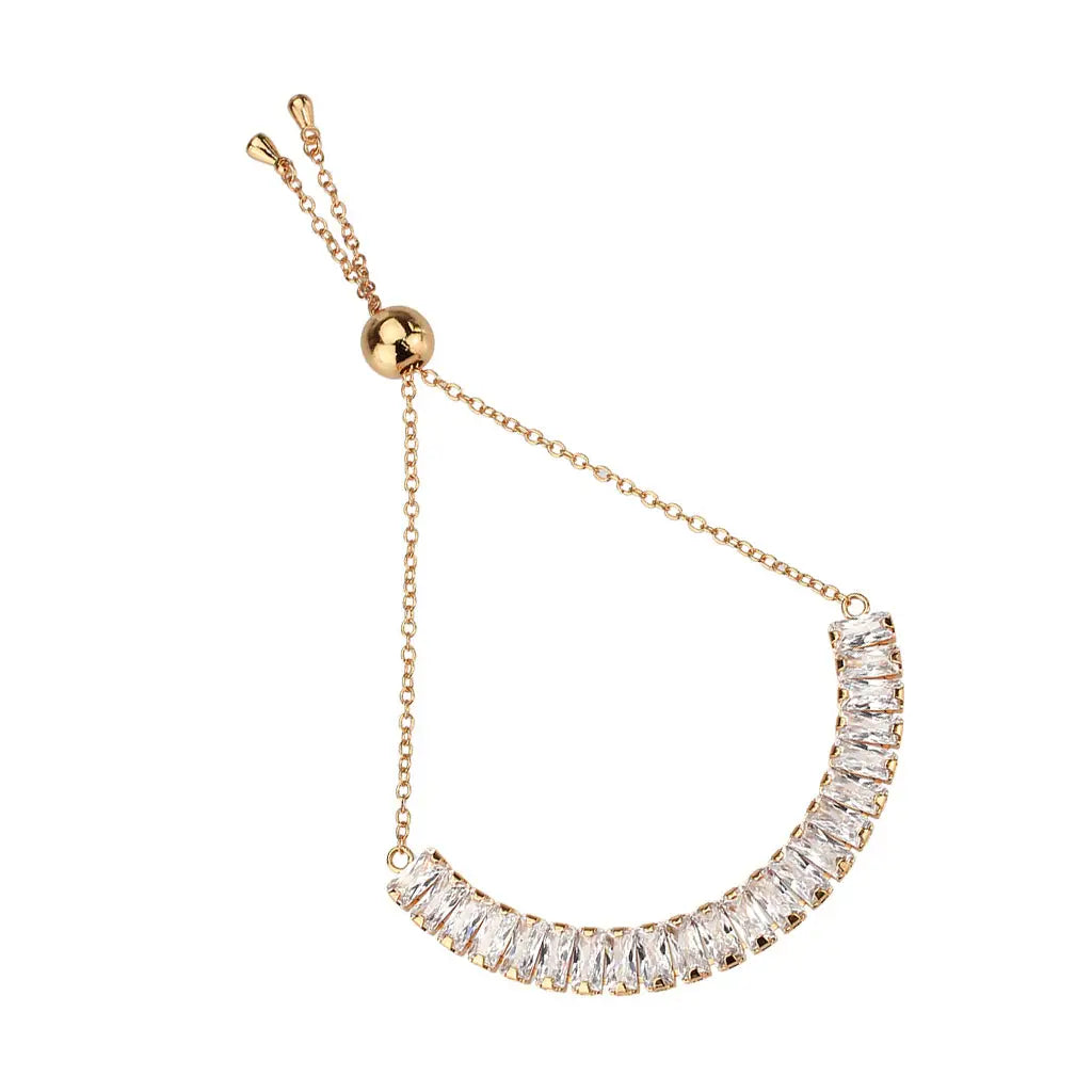 3W1678 - Rose Gold Brass Bracelet with AAA Grade CZ in Clear - Alamode - Flyclothing LLC