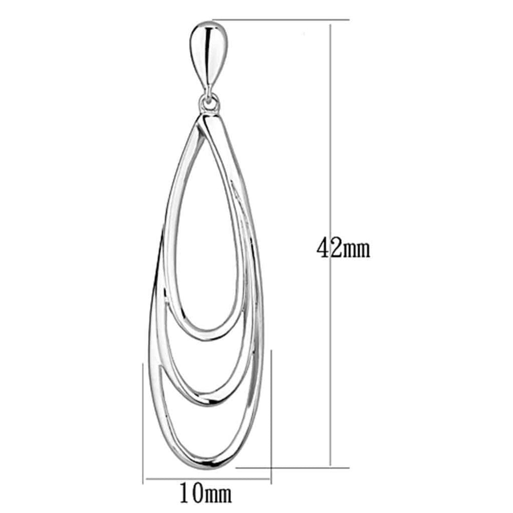 3W349 - Rhodium Brass Earrings with No Stone - Alamode - Flyclothing LLC