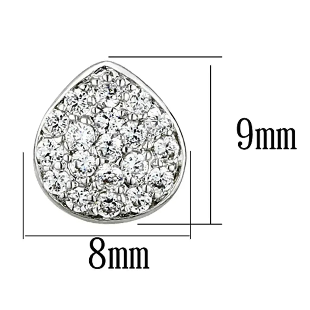 3W352 - Rhodium Brass Earrings with AAA Grade CZ in Clear - Alamode - Flyclothing LLC