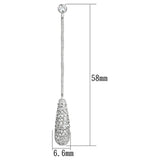 3W355 - Rhodium Brass Earrings with AAA Grade CZ in Clear - Alamode - Flyclothing LLC
