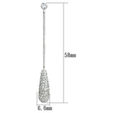 3W355 - Rhodium Brass Earrings with AAA Grade CZ  in Clear - Alamode