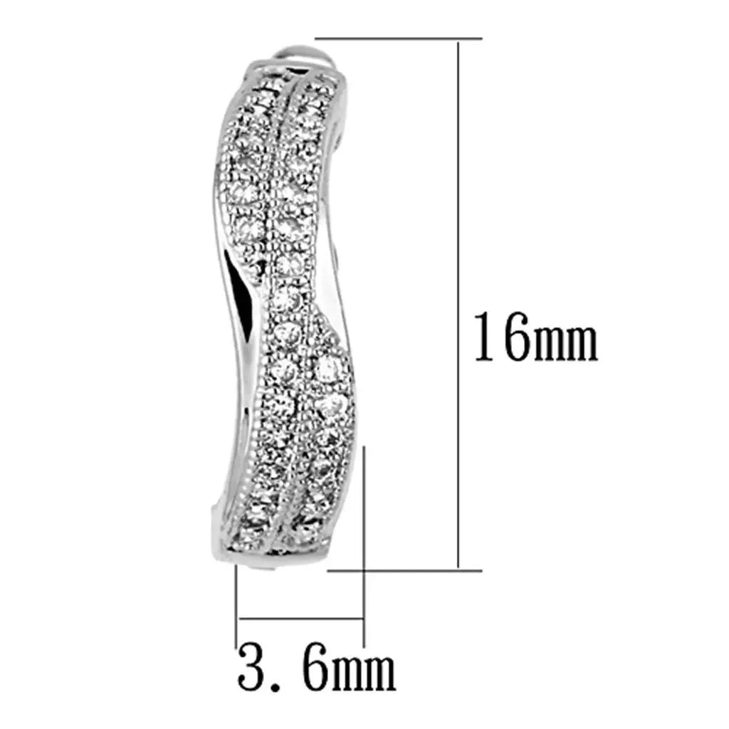 3W358 - Rhodium Brass Earrings with AAA Grade CZ in Clear - Alamode - Flyclothing LLC