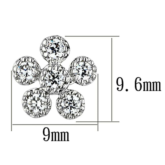 3W359 - Rhodium Brass Earrings with AAA Grade CZ in Clear - Alamode - Flyclothing LLC