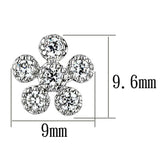 3W359 - Rhodium Brass Earrings with AAA Grade CZ  in Clear - Alamode