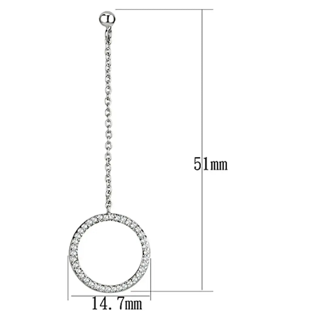 3W364 - Rhodium Brass Earrings with AAA Grade CZ in Clear - Alamode - Flyclothing LLC
