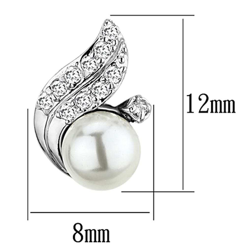 3W365 - Rhodium Brass Earrings with Synthetic Pearl in White - Alamode - Flyclothing LLC