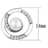 3W366 - Rhodium Brass Earrings with Synthetic Pearl in White - Alamode - Flyclothing LLC