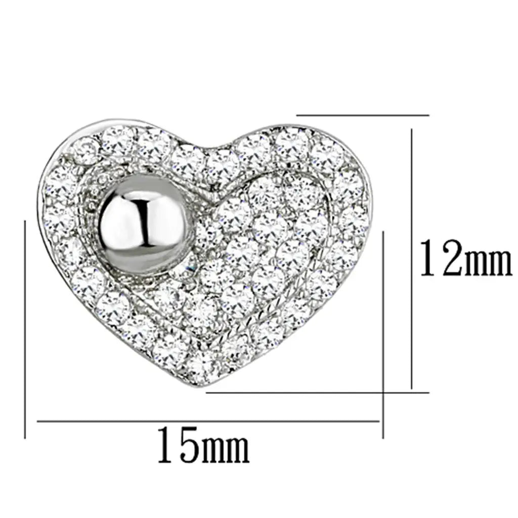 3W374 - Rhodium Brass Earrings with AAA Grade CZ in Clear - Alamode - Flyclothing LLC