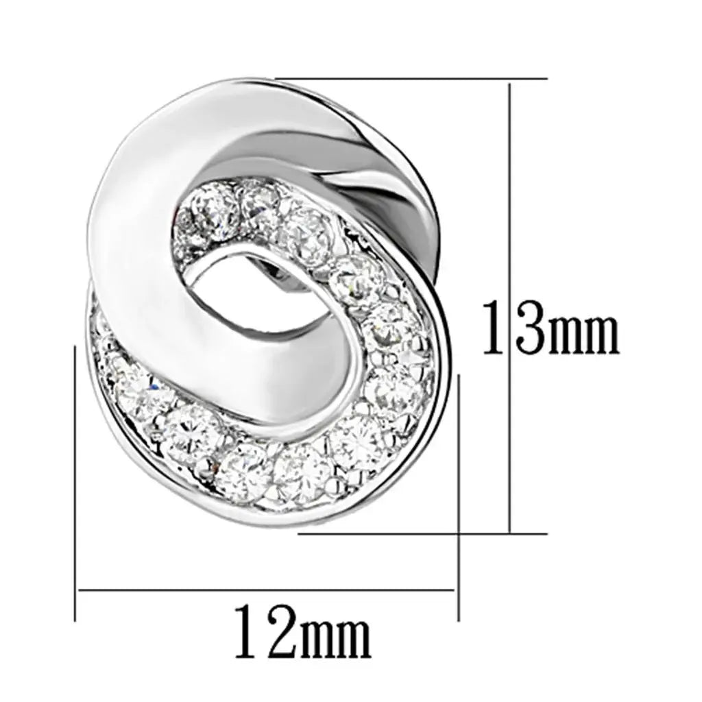 3W376 - Rhodium Brass Earrings with AAA Grade CZ in Clear - Alamode - Flyclothing LLC