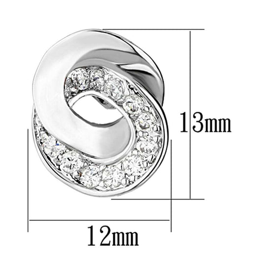 3W376 - Rhodium Brass Earrings with AAA Grade CZ in Clear - Alamode - Flyclothing LLC