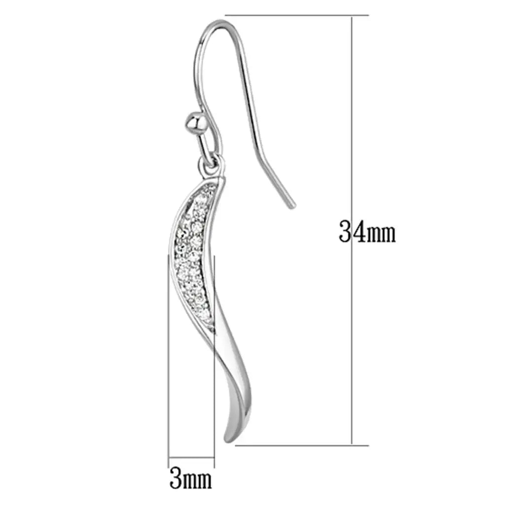 3W377 - Rhodium Brass Earrings with AAA Grade CZ in Clear - Alamode - Flyclothing LLC