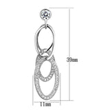 3W379 - Rhodium Brass Earrings with AAA Grade CZ  in Clear - Alamode