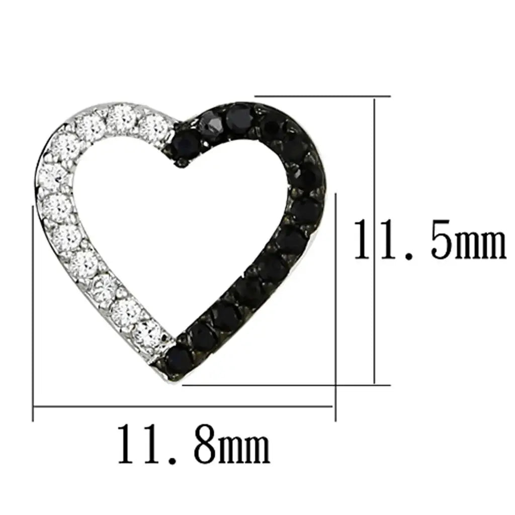 3W381 - Rhodium + Ruthenium Brass Earrings with AAA Grade CZ in Jet - Alamode - Flyclothing LLC