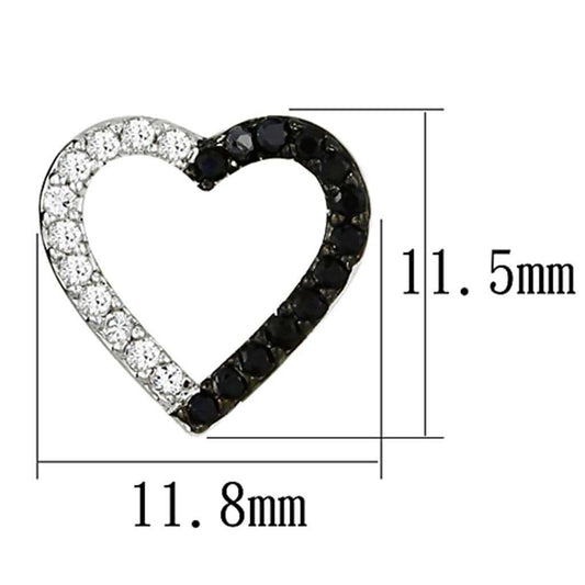 3W381 - Rhodium + Ruthenium Brass Earrings with AAA Grade CZ in Jet - Alamode - Flyclothing LLC