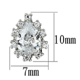 3W386 - Rhodium Brass Earrings with AAA Grade CZ  in Clear
