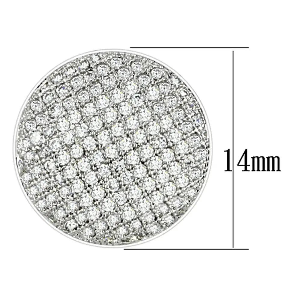 3W388 - Rhodium Brass Earrings with AAA Grade CZ in Clear - Alamode - Flyclothing LLC