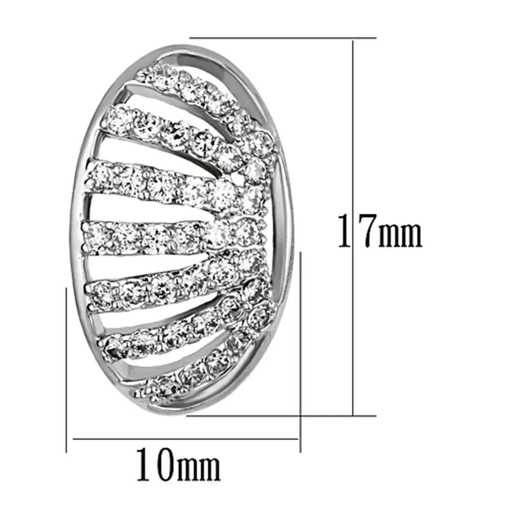 3W393 - Rhodium Brass Earrings with AAA Grade CZ in Clear - Alamode - Flyclothing LLC
