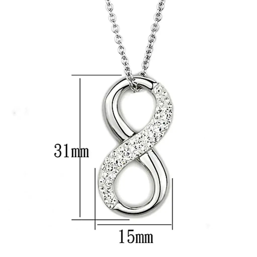 3W407 - Rhodium Brass Necklace with Top Grade Crystal in Clear - Alamode - Flyclothing LLC