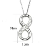 3W407 - Rhodium Brass Necklace with Top Grade Crystal  in Clear