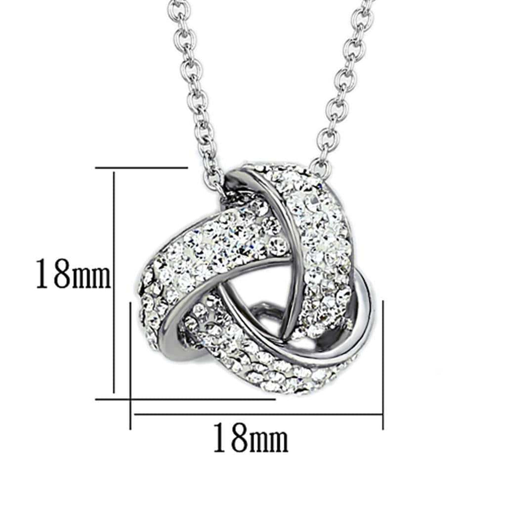 3W408 - Rhodium Brass Necklace with Top Grade Crystal in Clear - Alamode - Flyclothing LLC