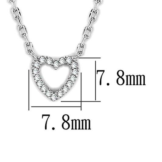 3W413 - Rhodium Brass Necklace with AAA Grade CZ in Clear - Alamode - Flyclothing LLC