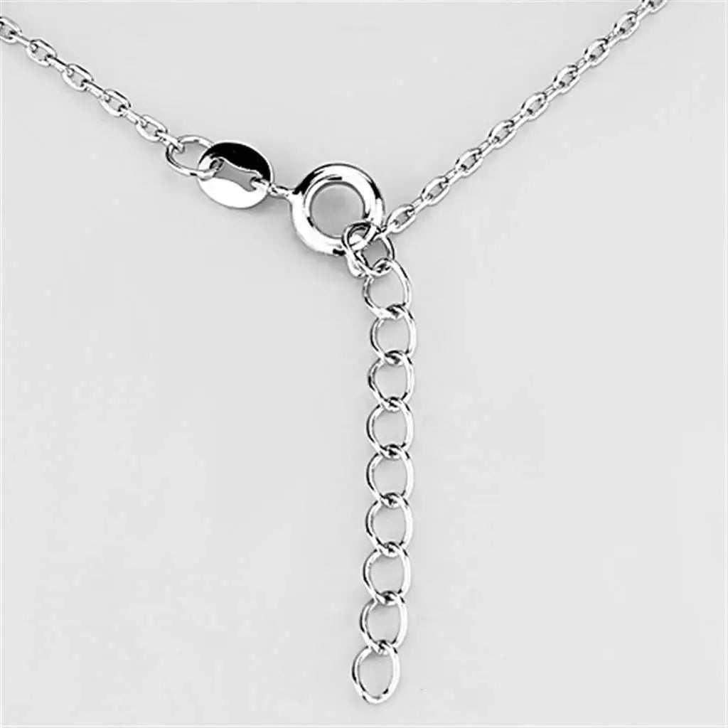 3W413 - Rhodium Brass Necklace with AAA Grade CZ in Clear - Alamode - Flyclothing LLC