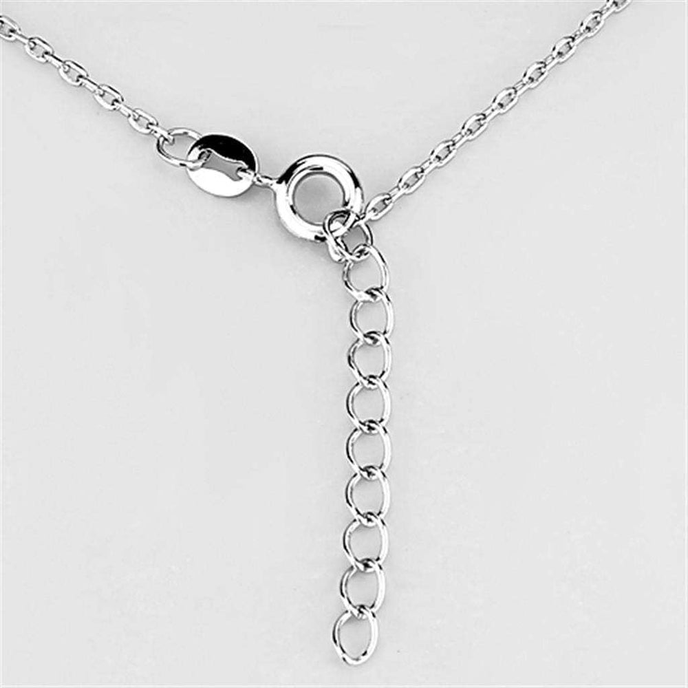 3W413 - Rhodium Brass Necklace with AAA Grade CZ in Clear - Alamode - Flyclothing LLC