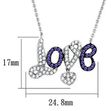 3W414 - Rhodium + Ruthenium Brass Necklace with AAA Grade CZ in Amethyst - Alamode - Flyclothing LLC