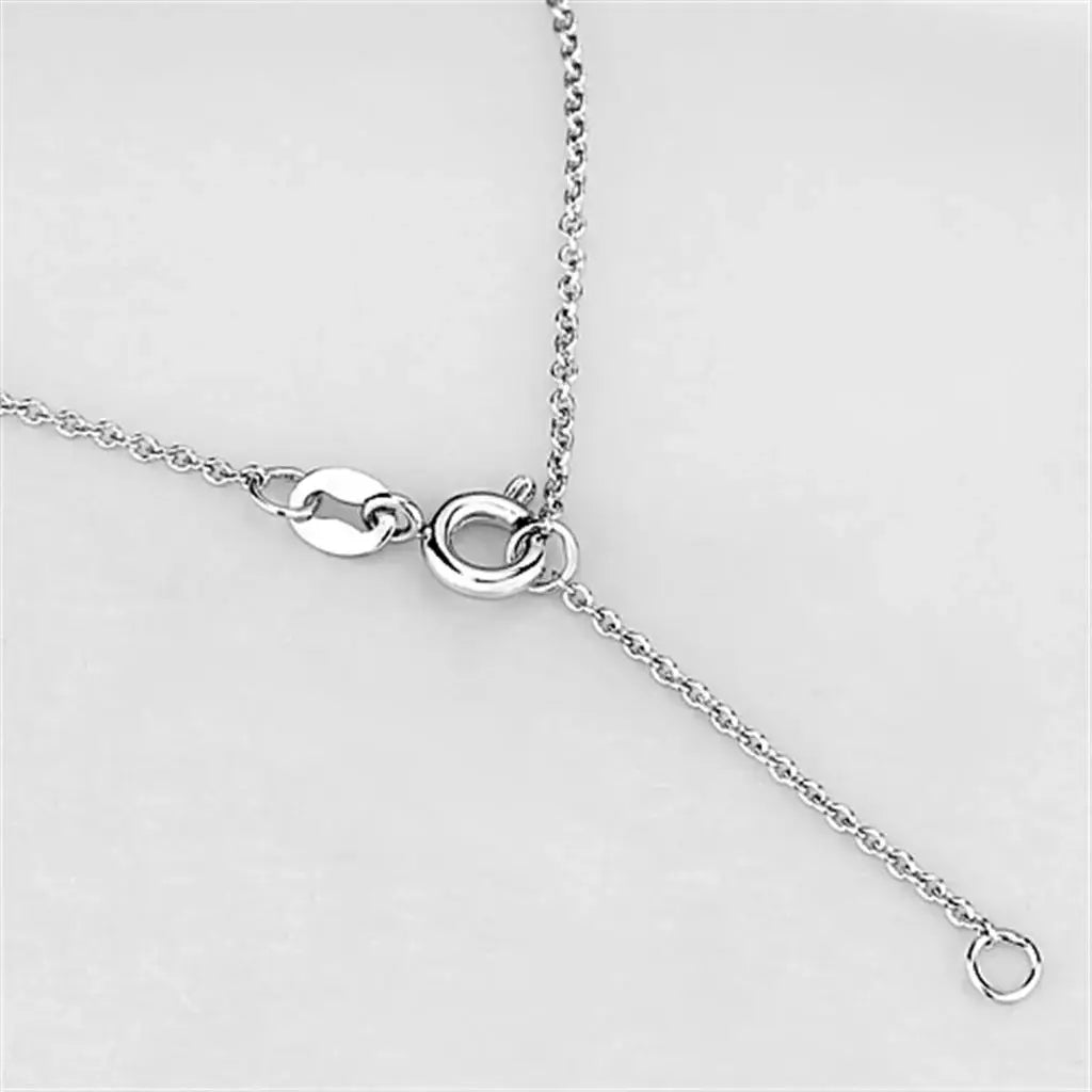3W417 - Rhodium Brass Necklace with AAA Grade CZ in Clear - Alamode - Flyclothing LLC