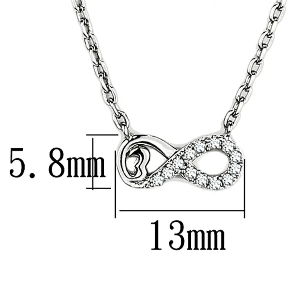 3W418 - Rhodium Brass Necklace with AAA Grade CZ in Clear - Alamode - Flyclothing LLC