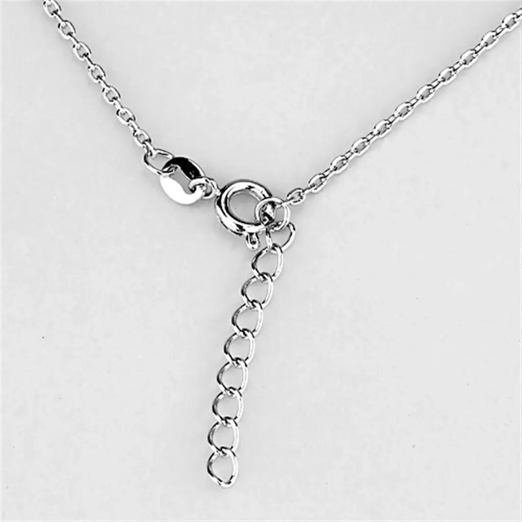3W418 - Rhodium Brass Necklace with AAA Grade CZ in Clear - Alamode - Flyclothing LLC