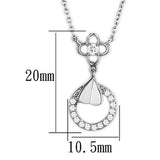 3W419 - Rhodium Brass Necklace with AAA Grade CZ  in Clear - Alamode