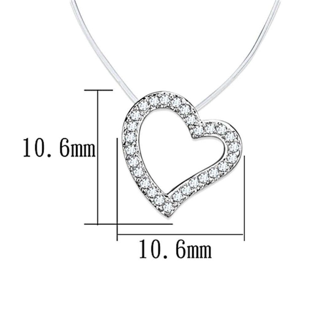 3W420 - Rhodium Brass Necklace with AAA Grade CZ in Clear - Alamode - Flyclothing LLC